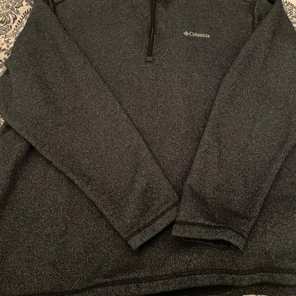 Columbia Men's Charcoal 3/4 Zip-Up Fleece Lined Pullover Sweater